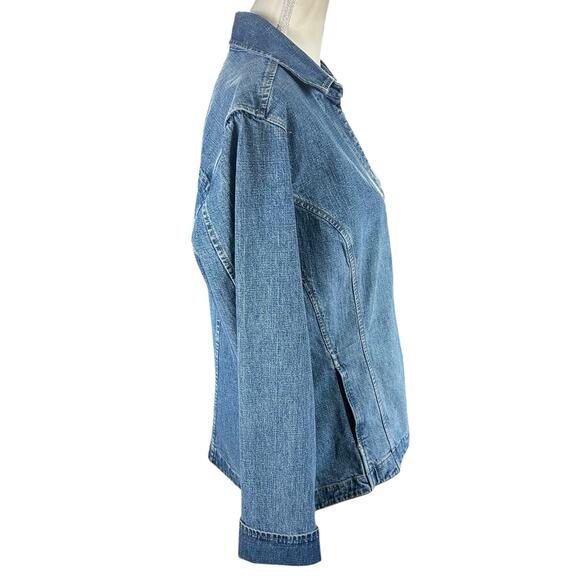 Christopher & Banks Jean Jacket Women Sz XL Stretch Blue Snap Front Casual Denim - Picture 4 of 10
